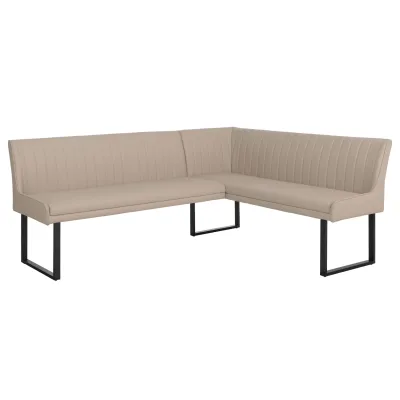 Eckbank MCW-O82, Esszimmerbank Bank, Kunstleder Metall 210x159cm ~ beige