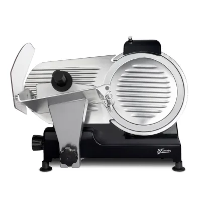 H.Koenig Elektrischer Alleschneider MSX252, professionell, Schnitt 0-12 mm, italienische Klinge 25 cm, eingebauter Schärfer, 282 rpm, Schwarz