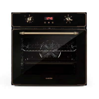 Elizabeth Einbaubackofen Retro 2200 Watt 49l Messingoptik Display