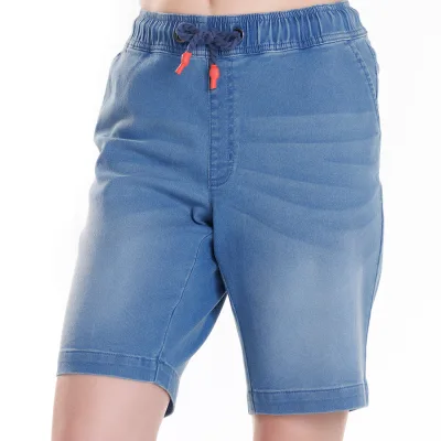 ElleNor Jogg-Jeans Bermuda für Damen Midblue