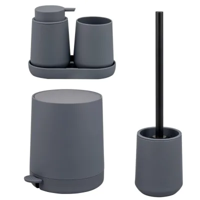 eluno Bad-Accessoires-Set Grau 22.5x25.5x25 cm