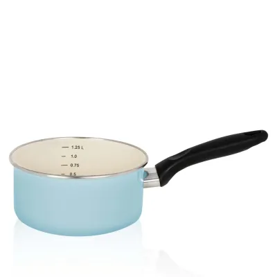 Emaille-Stieltopf mit Chromrand Serie SYLT 16 cm
