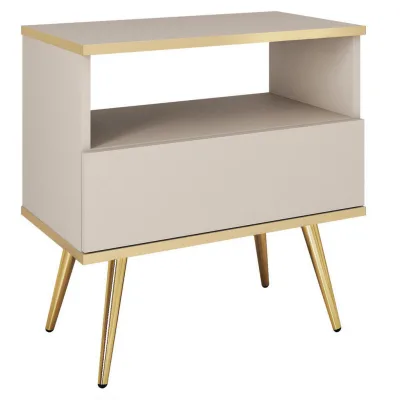 Emporius Nachttisch Beige, Gold 54x59x39 cm