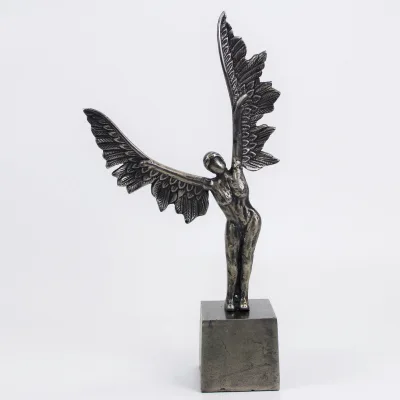 Engel auf Sockel, silber, Höhe ca. 46 cm