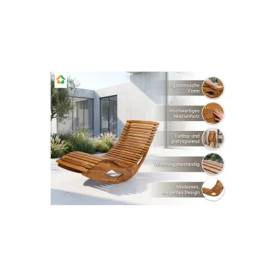 Ergonomische Schwungliege aus Akazienholz, klappbar