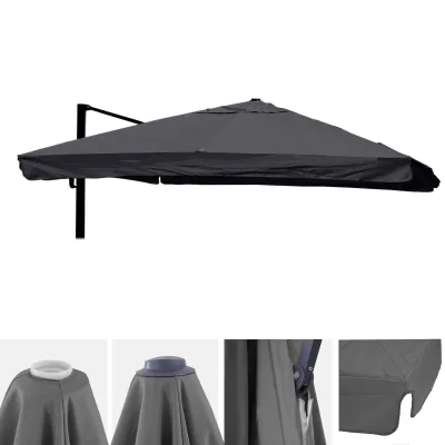 Ersatz-Bezug für Luxus-Ampelschirm MCW-A96 mit Flap, Sonnenschirmbezug Ersatzbezug, 3x4m (Ø5m) Polyester ~ anthrazit