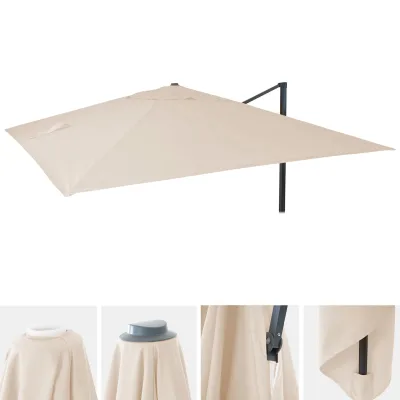 Ersatz-Bezug für Luxus-Ampelschirm MCW-A96, Sonnenschirmbezug Ersatzbezug, 3,5x3,5m (Ø4,95m) Polyester ~ creme