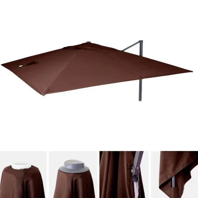 Ersatz-Bezug für Luxus-Ampelschirm MCW-A96, Sonnenschirmbezug Ersatzbezug, 3x3m (Ø4,24m) Polyester ~ braun