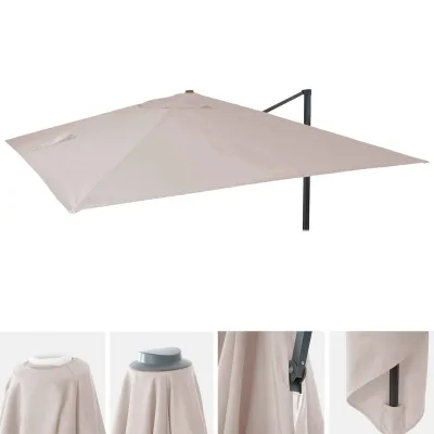 Ersatz-Bezug für Luxus-Ampelschirm MCW-A96, Sonnenschirmbezug Ersatzbezug, 3x4m (Ø5m) Polyester ~ creme-grau