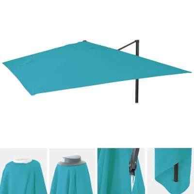 Ersatz-Bezug für Luxus-Ampelschirm MCW-A96, Sonnenschirmbezug Ersatzbezug, 3x4m (Ø5m) Polyester ~ türkis