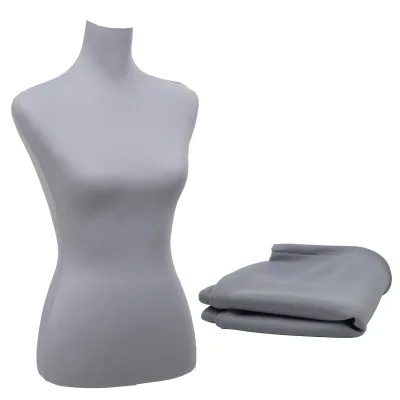 Ersatz-Bezug für Schneiderpuppe MCW-Q24, Stoffüberzug Schneiderpuppenbezug, Stoff/Textil ~ grau