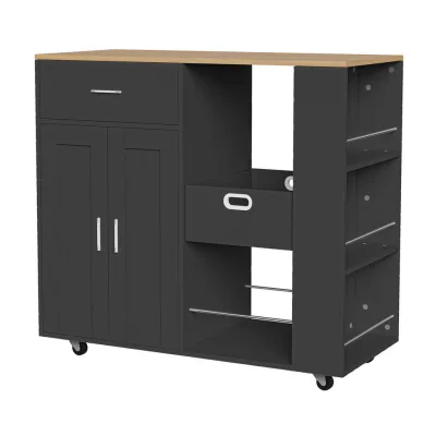 EuroLiving Kücheninsel Schwarz 102x92x46 cm