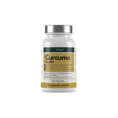 EXVital® Curcuma Komplex mit Curcuma Extrakt, Curcuma Pulver & Piperin, 120 Kapseln