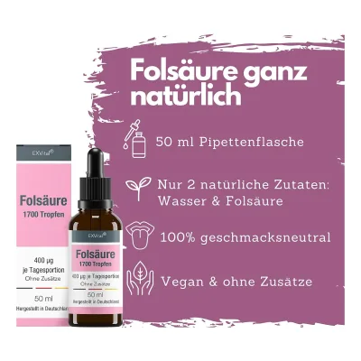 EXVital® Folsäure Tropfen, Vitamin B9, 50 ml