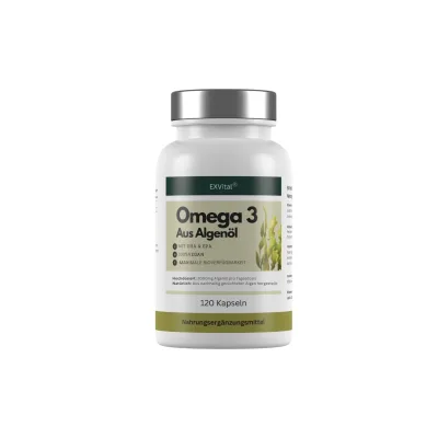 EXVital® Omega 3 Kapseln aus Algenöl, 2000 mg DHA & EPA, 120 Kapseln