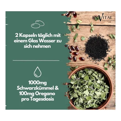 EXVital® Oregano- Schwarzkümmelöl Komplex, 180 Kapseln