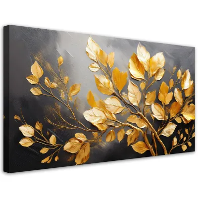 Feeby Leinwandbild Gold 100x50 cm