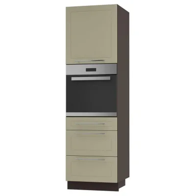 Feldmann-Wohnen Backofen-Hochschrank Creme, Dunkelgrau 60x207x59 cm