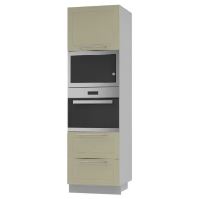 Feldmann-Wohnen Backofen-Hochschrank Creme, Grau 60x207x59 cm