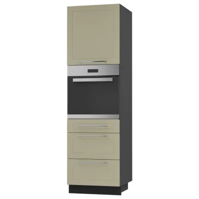 Feldmann-Wohnen Backofen-Hochschrank Creme, Schwarz 60x207x59 cm