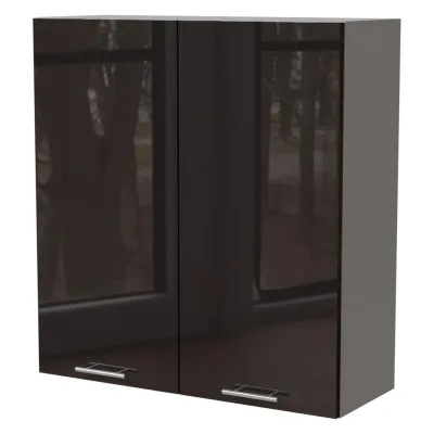 Feldmann-Wohnen Hängeschrank Schwarz Hochglanz, Grau 90x96x32.5 cm