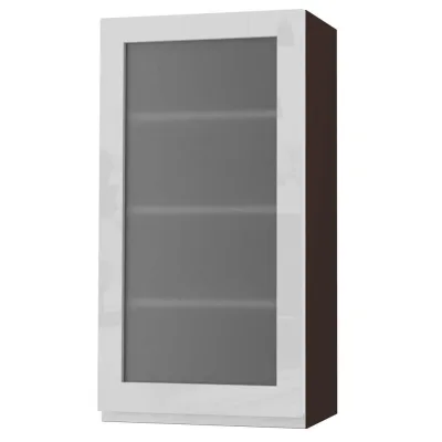 Feldmann-Wohnen Hängeschrank Weiß Hochglanz, Dunkelgrau 50x96x32.5 cm