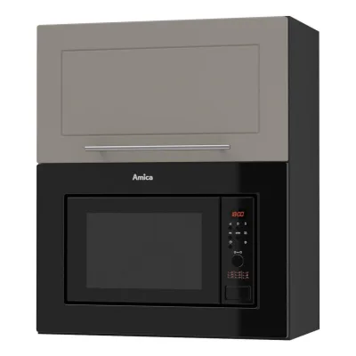 Feldmann-Wohnen Mikrowellenumbauschrank Beige, Schwarz 60x72x32.5 cm