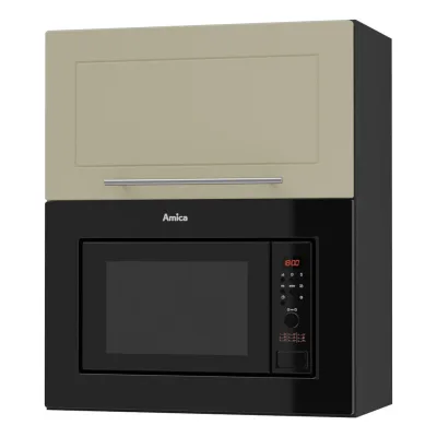 Feldmann-Wohnen Mikrowellenumbauschrank Creme, Schwarz 60x72x32.5 cm
