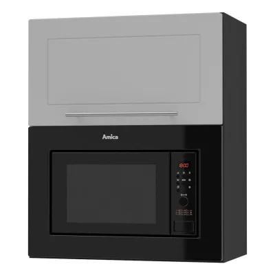 Feldmann-Wohnen Mikrowellenumbauschrank Grau, Schwarz 60x72x32.5 cm