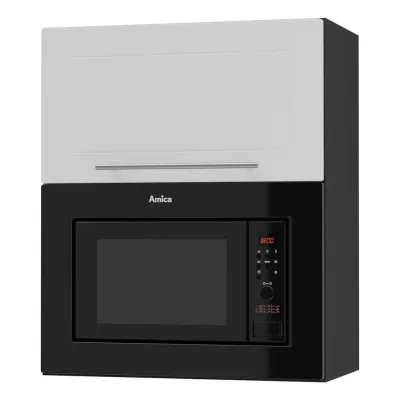 Feldmann-Wohnen Mikrowellenumbauschrank Weiß, Schwarz 60x72x32.5 cm