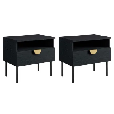 Feldmann-Wohnen Nachtkonsole Schwarz, Gold 50x45.5x34.5 cm