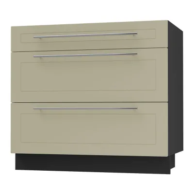 Feldmann-Wohnen Schubladenunterschrank Creme, Schwarz 90x82x50 cm