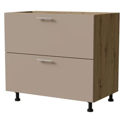 Feldmann-Wohnen Schubladenunterschrank Graubraun, Eiche Artisan 90x82x50 cm