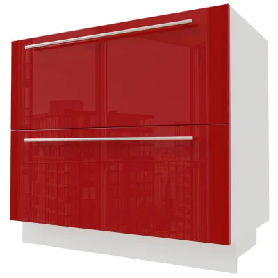 Feldmann-Wohnen Schubladenunterschrank Rot, Weiß 90x82x50 cm