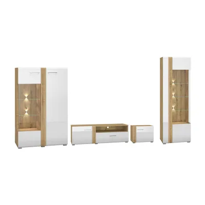 Feldmann-Wohnen Wohhnzimmer-Set Weiß, Braun 367x196x42 cm