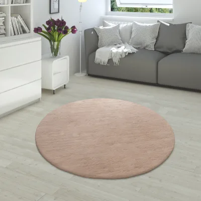 Fellteppich Fluffy beige 160 cm rund