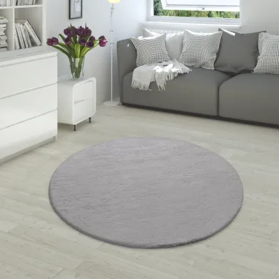 Fellteppich Fluffy grau 200 cm rund