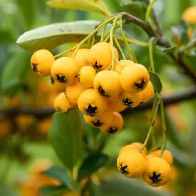 Feuerdorn, Pyracantha 'Soleil'd Or', GELB, 10er-Set, Höhe 40–60 cm, Topf 2 l