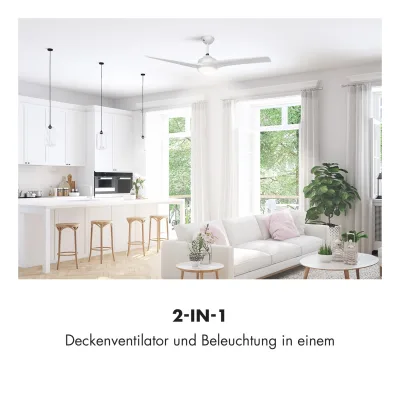 Figo 2-in-1-Deckenventilator Lampe Ø132cm 10.039m³/h Fernbedienung Weiß