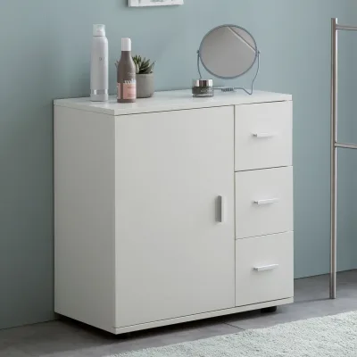 FineBuy Badschrank Midischrank Weiß Badezimmerschrank Matt Kommode