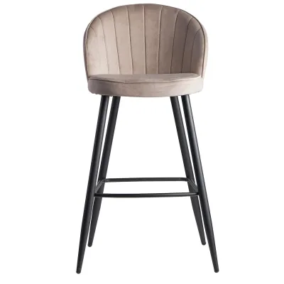 FineBuy Barhocker Samt Barstuhl Design Tresenhocker mit Lehne Stoff Hocker 110kg