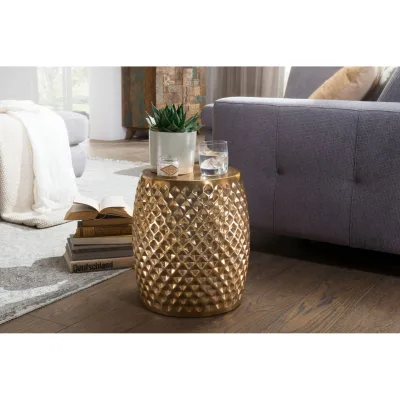 FineBuy Beistelltisch Wohnzimmertisch Alu Tisch Ablagetisch Couchtisch