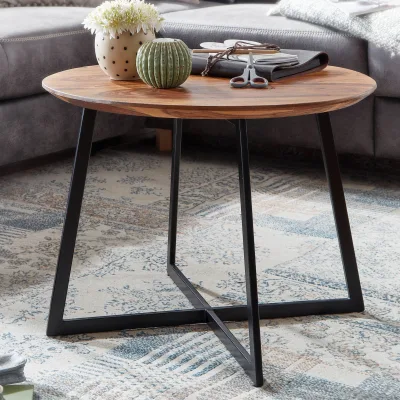 FineBuy Couchtisch Sheesham Massivholz rund Ø 60 cm   Wohnzimmertisch Holz