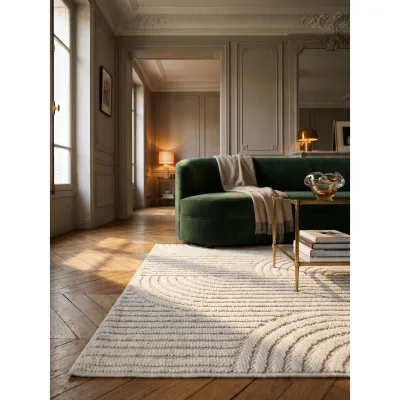 Flachgewebe-Teppich Hoch-Tief-Bögen Creme 120x170 cm Hoch-Tief Bögen