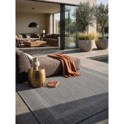 Flachgewebe-Teppich Polypropylen Anthrazit 140x200 cm - BORNO   Kadima