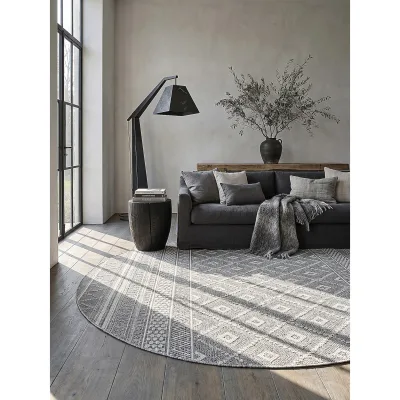 Flachgewebe-Teppich Polypropylen Grau 120x120 cm - ESERA   Kadima