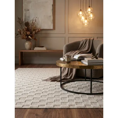 Flachgewebe-Teppich Schachbrett Creme 280x370 cm Schachbrett