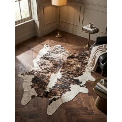 Flachwebteppich GASTEIN, in Rindsleder-Optik, aus Polyester, Braun, 100 x 135 cm