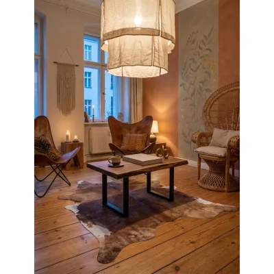 Flachwebteppich GASTEIN, in Rindsleder-Optik, Braun, 150 x 200 cm