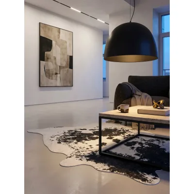 Flachwebteppich GASTEIN, in Rindsleder-Optik, Schwarz, 100 x 135 cm
